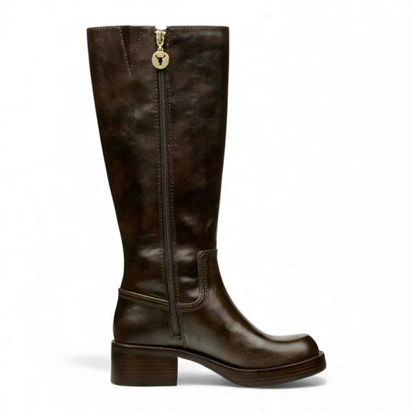 Windsorsmuth Technique - Women's Brown Faux Leather Knee-High Boots