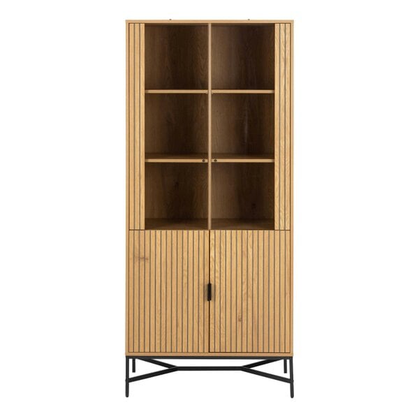 Wyld Haus Brisbane Slatted Wild Natural Oak Display Cabinet 4 doors 6 Shelves