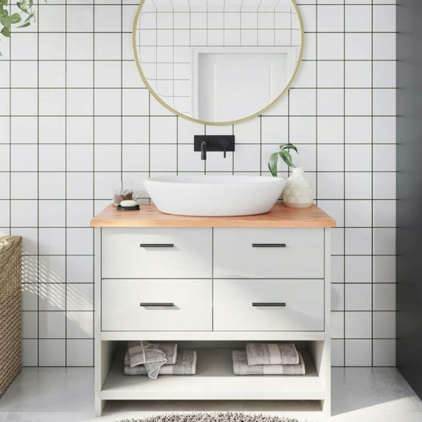 Berkfield Bathroom Countertop Light Brown 100x40x2 cm Treated Solid Wood