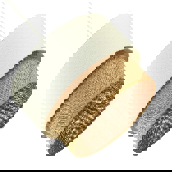 Modern Designer Two Tier Cream Linen and Natural Rattan Pendant Shade Image 4