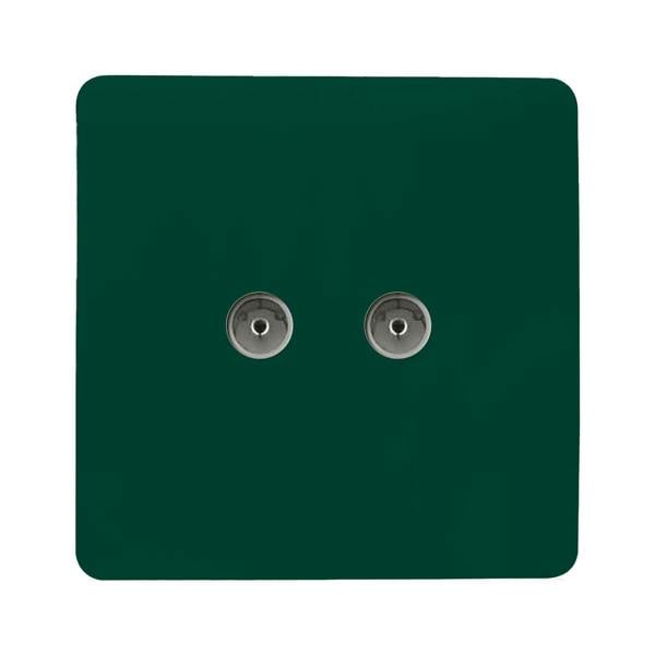 Trendi Switch 2 Gang Female Co-Axial Television Socket in Dark Forest Green