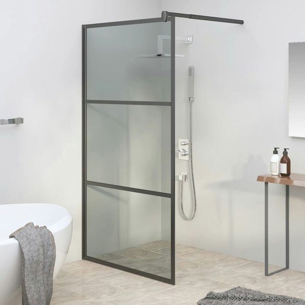 Berkfield Walk-in Shower Wall 115x195cm Dark ESG Glass Black