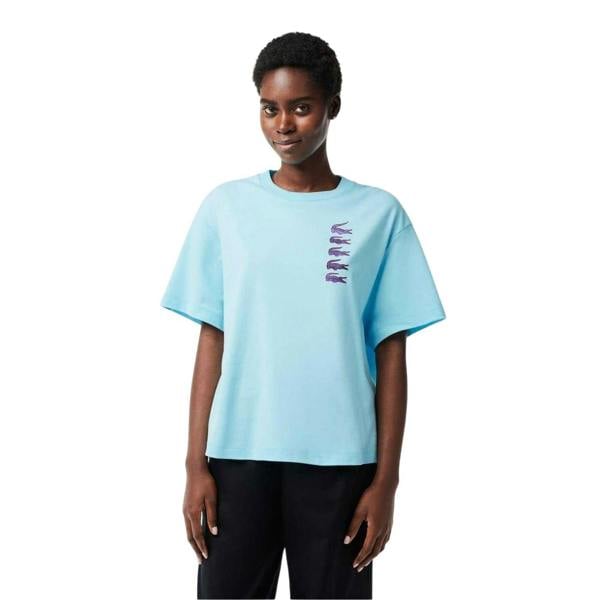 Lacoste Womens/Ladies Crocodile Print Oversized T-Shirt - Blue - 