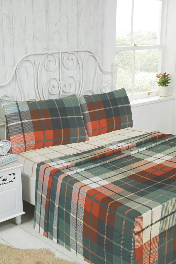 Flannelette Lomond Sheet Set - Terracotta - Double