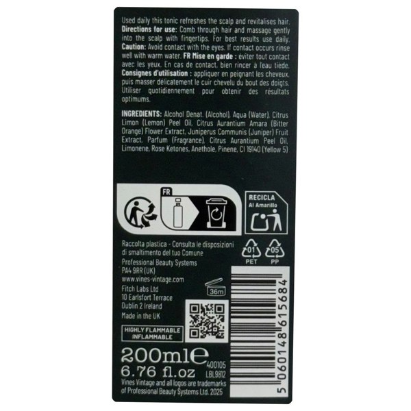 Vines Vintage Eau de Portugal 200ml Hair Tonic