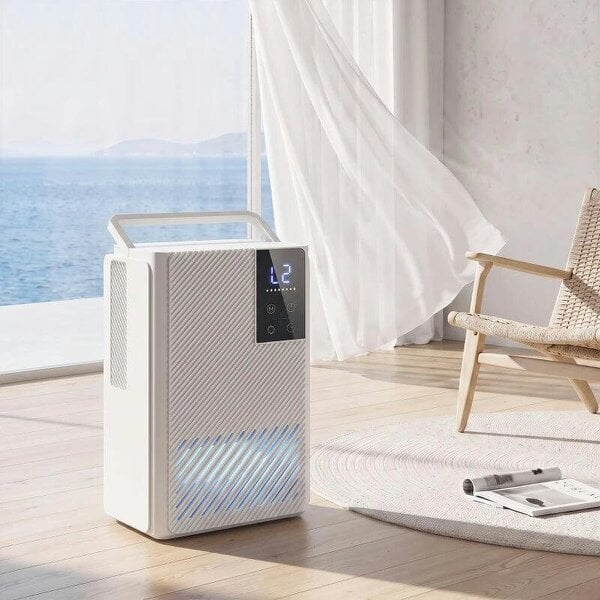 Bobobiy 400mL/Day Small Dehumidifier, RGB Mood Lights, 24H Timer, LED Display, Dehumidifier for Home Damp, White - White