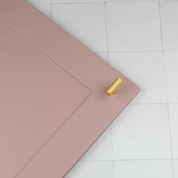 Handle & Home Brushed Brass Gold Hexagon Cabinet Handles and Coordinating T-Bar Knob