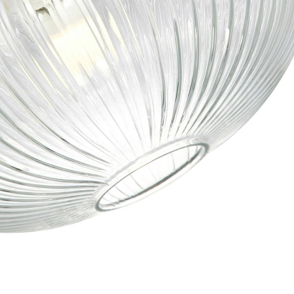 Modern Designer Clear Transparent Line Ribbed Glass Oval Pendant Lamp Shade Image 4