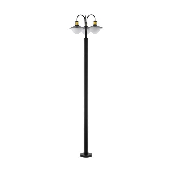 IP44 Outdoor Bollard Light Black & Gold Curved Lamp Post 3 x 60W E27 Bulb Loops
