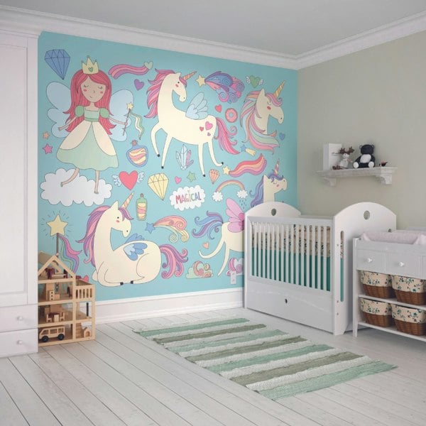 Origin Murals Princess Unicorn - Blue