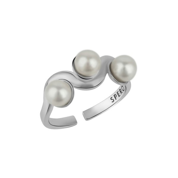 Spero London Twisted Pearl Sterling Silver Ring