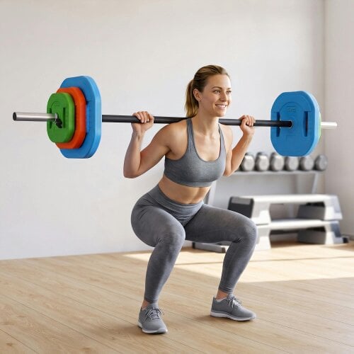 SPORTNOW 20kg Adjustable Barbell Weights Set Barbell Bar, Multicolour