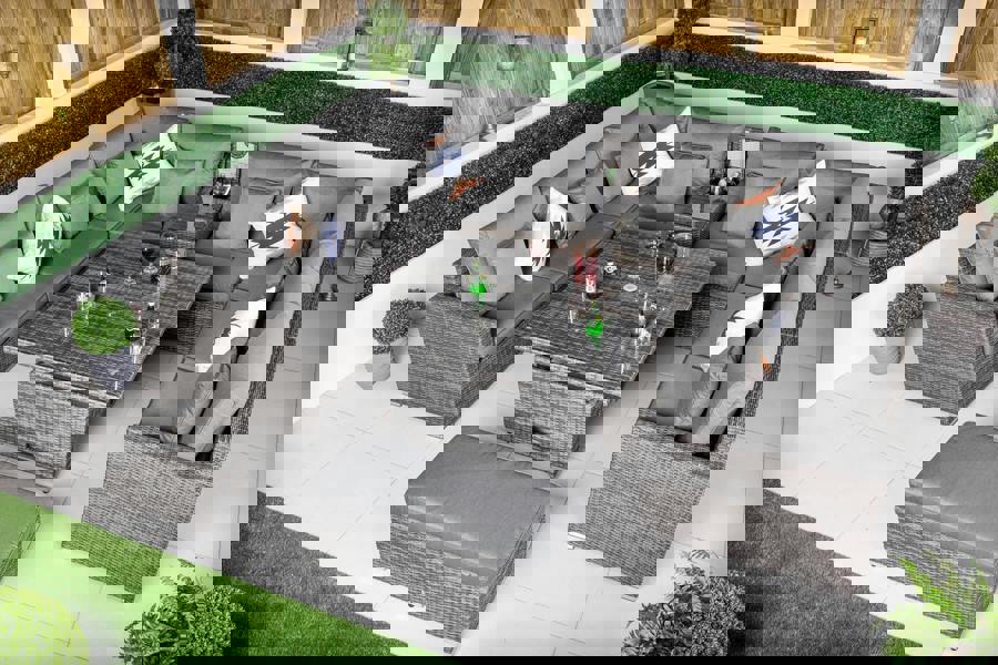 Giardino Havana 8 Seat Modular Sofa Rattan Garden Furniture Set Outdoor Height Adjustable Coffee Table, Bench