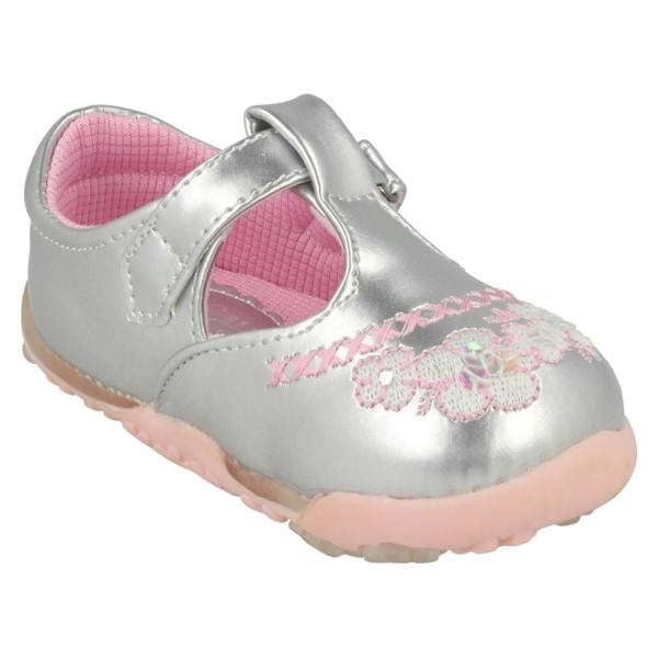 Cutie Girls Cutie T-Bar Flats With Floral Embroidery Detail