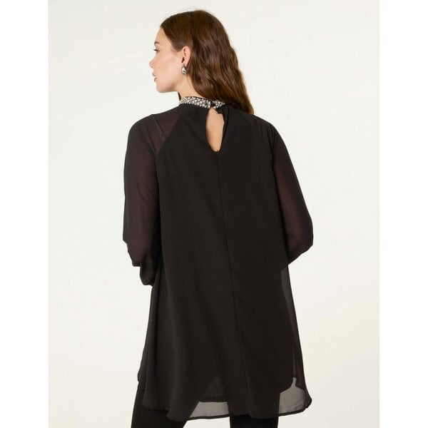 Blue Vanilla Embellished Collar Tunic Top