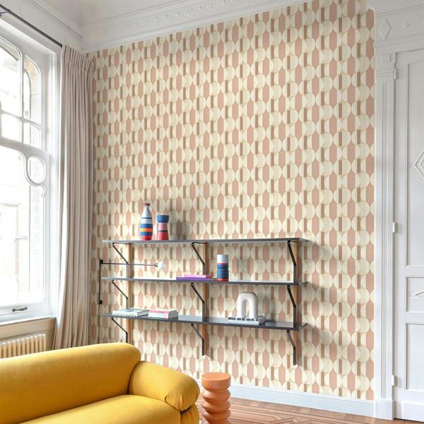 Grandeco Boutique Fuma Retro Geometric Luxury Weight Embossed Wallpaper, Pink