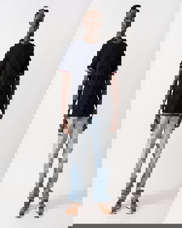 Tommy Hilfiger Global Strip Cuff Mens T-Shirt - Desert Sky - CHO - Designer Mens T-Shirts & Tops