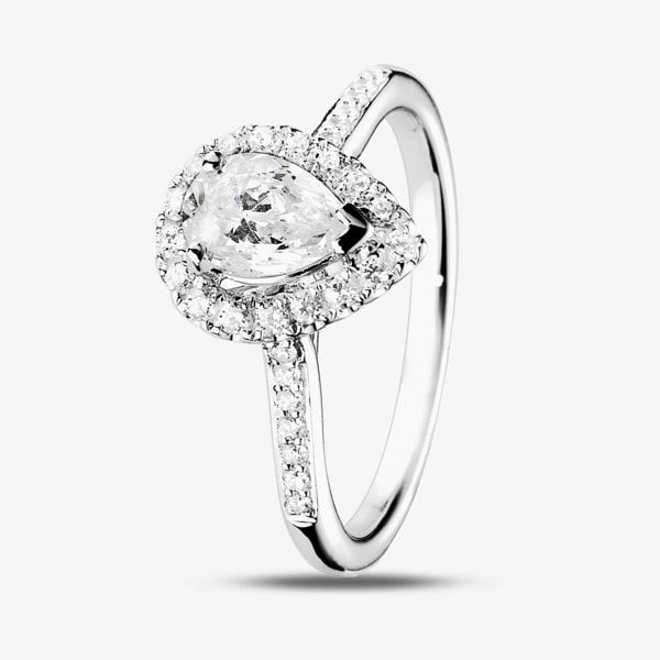 1888 Collection Signature Collection Platinum GIA Certificated Pear Shaped 1.01ct Diamond Halo Ring DSC42