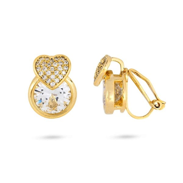 Gold Trip Cushioned Heart Clip On Earrings
