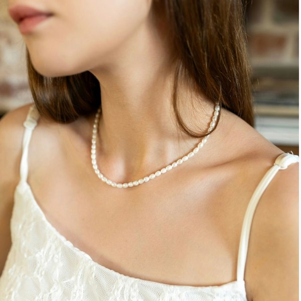Spero London Natural Freshwater Real Seed Pearl Strand Necklace