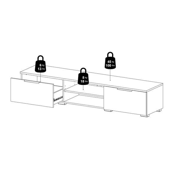 Wyld Haus Amberfield High Gloss White TV Unit 2 Drawers 2 Shelf