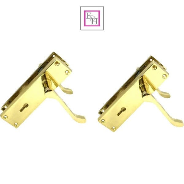 EDH Door Hardware Lock Door Handles Modern Brass Victorian Scroll Interior Door Handle 2 Pairs+
