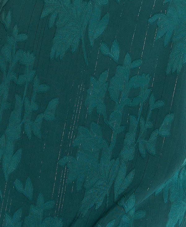 Needs No Label Forest Green Jacquard Puff Sleeve Midi Dress