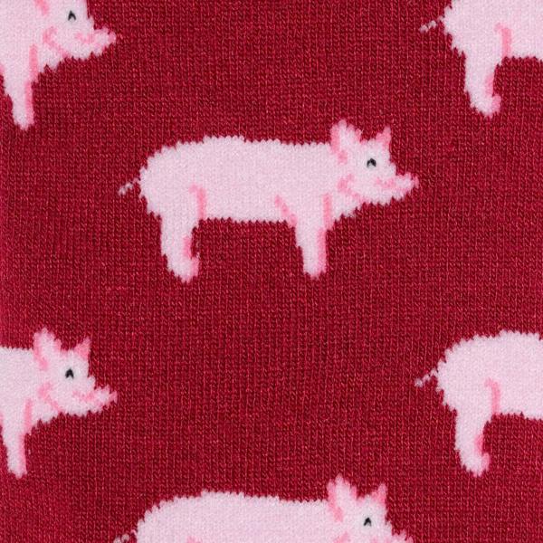 SWOLE PANDA Pigs Bamboo Socks, Red