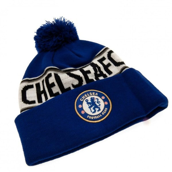 Chelsea FC Unisex Adult Crest Ski Hat - Royal Blue/White