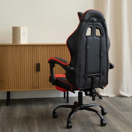 Samuel Alexander Ergonomic Gaming Chair with Footrest and Removable Pillows in Red