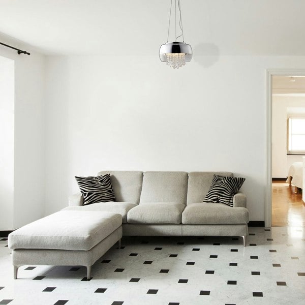 Milagro Luna Pendant 40CM 3XE14 Designer Light Crafted From A Chrome Fitting And Glass Shades With Suspended Crystals