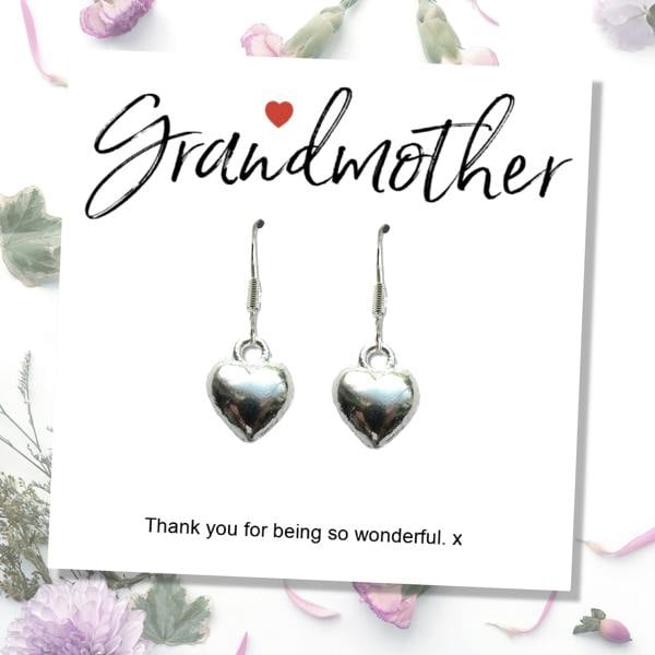 Aye Do Gifts Grandmother Message Gift Card with Heart Earrings