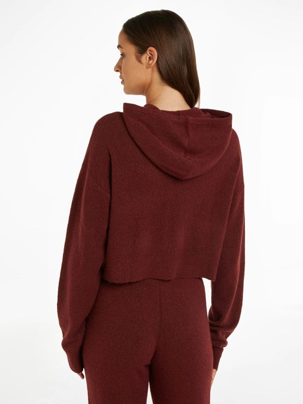 Calvin Klein Womens Hooded Sweater Tawny Port Red