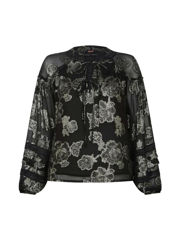 Rose & Nancy Dahlia Black Silver Blouse