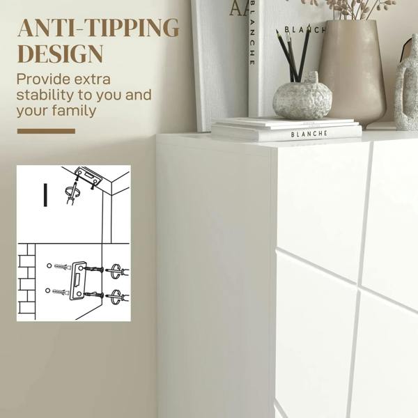 White shoe cabinet side panel with metal hinge hardware