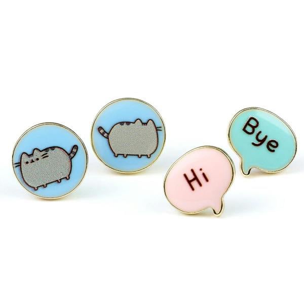 The Carat Shop Pusheen the Cat "Hi , Bye" Stud Earrings Set