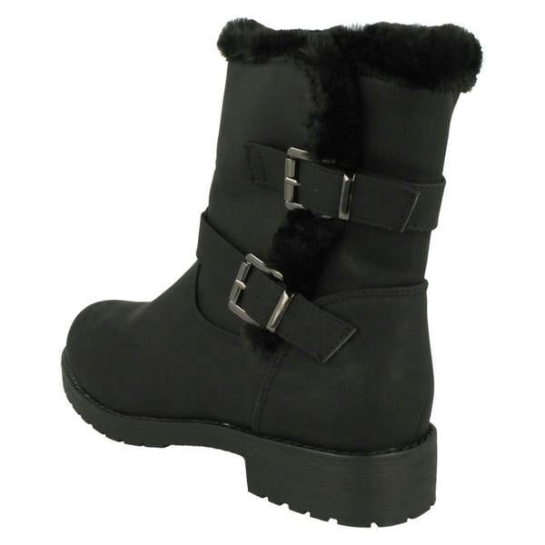 Spot On Ladies Spot On Buckle Detailed Ankle Boots F4451