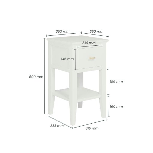 Wyld Haus Emma Mist Grey Wood Grain 1 Drawer Bedside Table