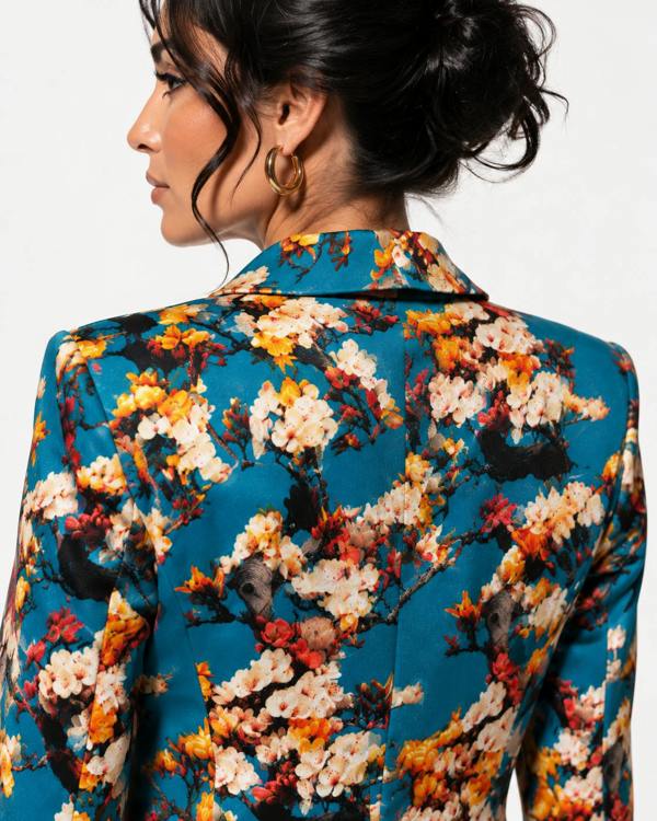 Aqua Enchanted Garden print blazer in UK sizes 8 to 20