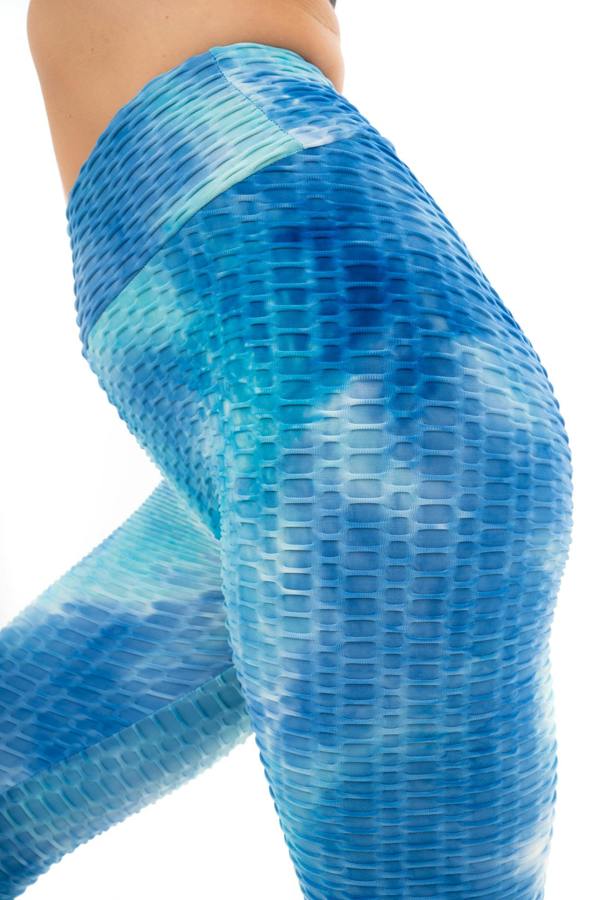 Smart Living Women's High Rise Tie Dye Honeycomb Waffle Leggings - Blue