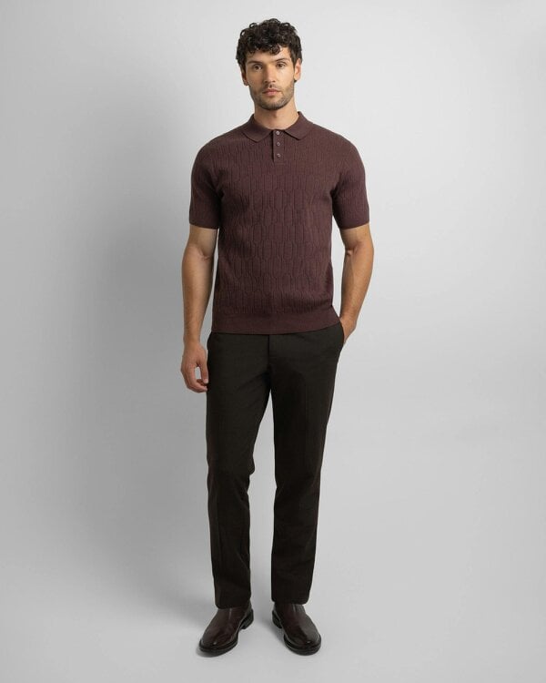 Steel & Jelly Tarvin - Geo Texture Knitted Polo Shirt
