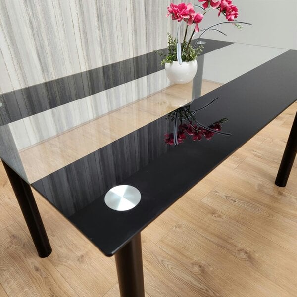 Kosy Koala Dining Table Clear Glass Kitchen Place for 6 Seats, Dining Table Only (Clear H 75 x L 140 x W 80 cm)