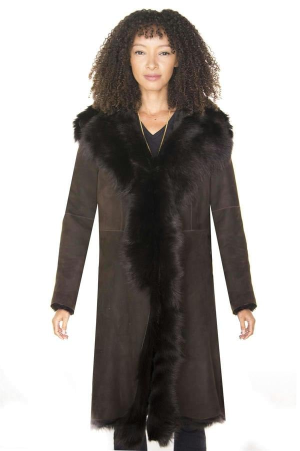 Infinity Leather Womens Toscana Sheepskin Suede Trench Coat-Rochester