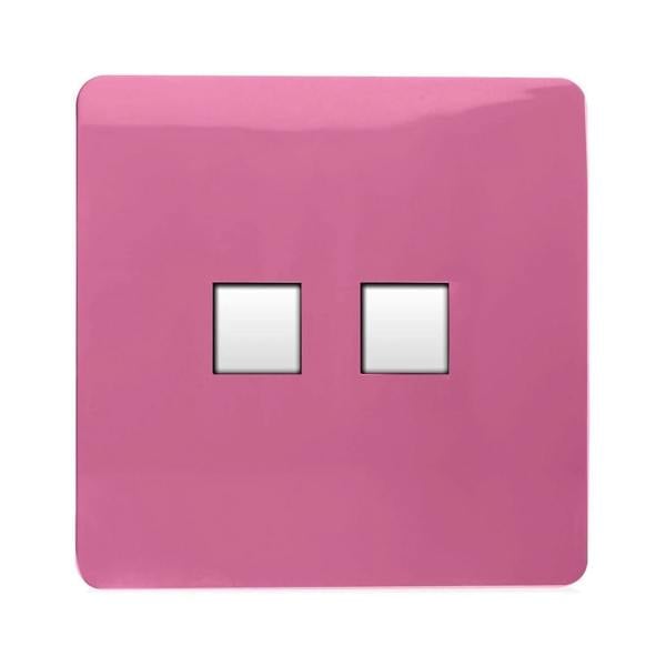 Trendi Switch 2 Gang RJ45 Cat 6 Modern Designer PC Ethernet Socket in Candy Pink