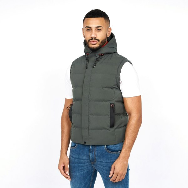 Crosshatch Mens Kampleys Embossed Gilet - Deep Olive