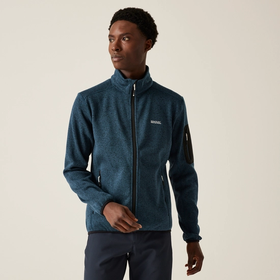 Regatta Mens Newhill Marl Full Zip Fleece Jacket - Moonlight Denim