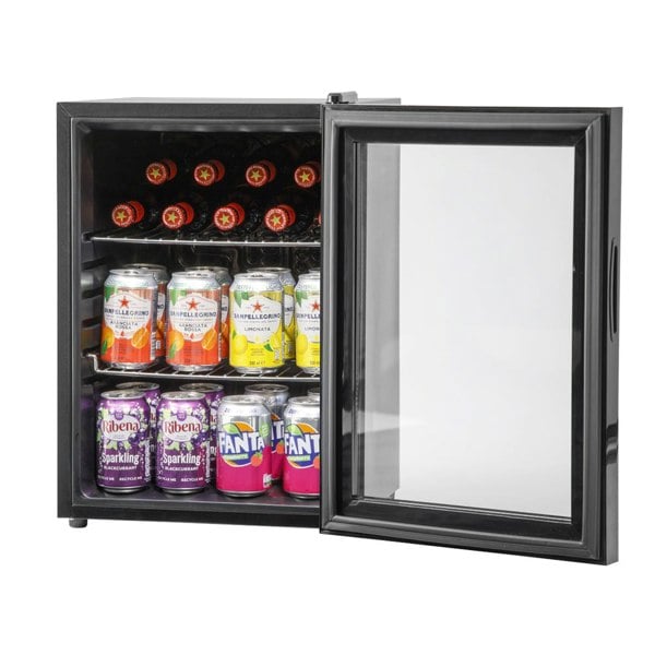 40L Freestanding Worktop Wine Beer Drinks Fridge Cooler - BLACK & GLASS Door - LoopsDirect