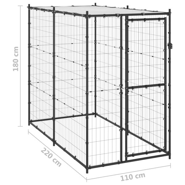 Berkfield Outdoor Dog Kennel Steel with Roof 110x220x180 cm