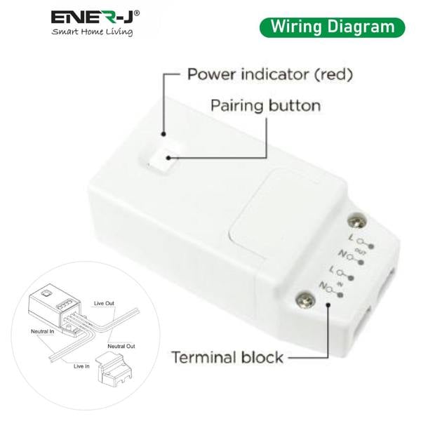 ENER-J Wireless Light Switch Kit, 1 Gang Switch + 100W RF Dimmable Receiver