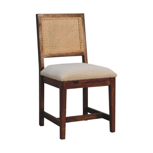 Wyld Haus Holualoa Cream Boucle and Mango Wood Rattan Chair